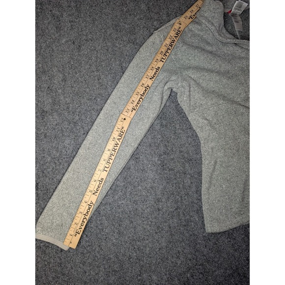 The North Face Shawl Neck Fleece Pullover Womens Small Heather Gray Button Logo - Picture 6 of 8